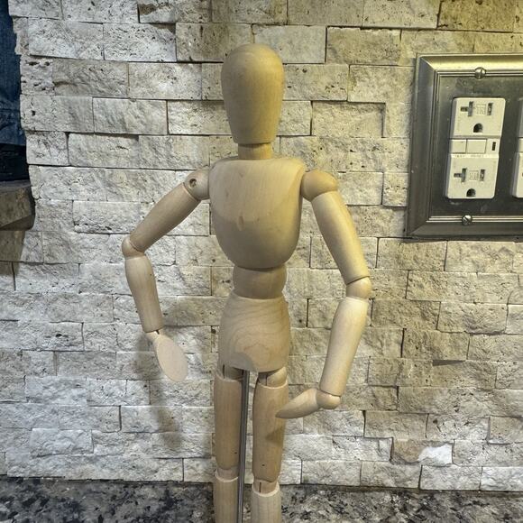 Articulated Artist Model Jointed Female Vintage Wooden Figure on Stand 13" - Picture 2 of 7